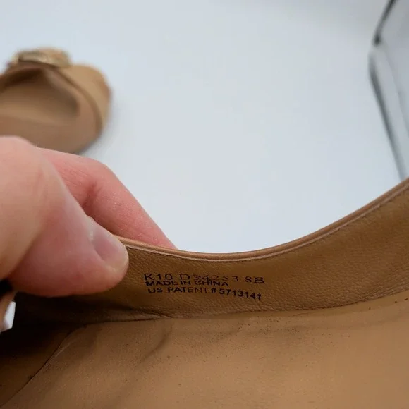 Cole Haan Nike Air Tan Leather Slingback Peep Toe Buckle Pumps D34253 Womens 8B - Picture 8 of 8